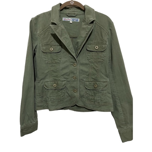 Mudd Jackets & Blazers - MUDD VTG Y2K LOVE PEACE HAPPINESS MULTI POCKET JACKET ARMY GREEN